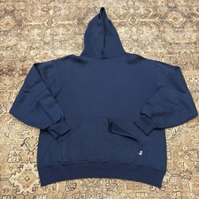 Vintage Russell Athletic Hoodie Navy Blue Blank Made in USA Mens LG Sweatshirt picture