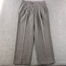 Zanella Pleated Dress Pants Mens 36 Gray Virgin Wool Cuffed Trousers Italy picture