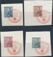 BS Stamp Germany Bohemia Czechoslovakia Sc B9-12 1942 WWII Hitler Brunn FDC U picture