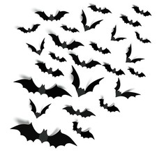 140Pcs 3D Bats Halloween Decorations Realistic PVC Wall Decor picture