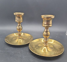 Vintage Pair of Small Brass Candle Holders with Handle for Taper Candle MCM Boho picture