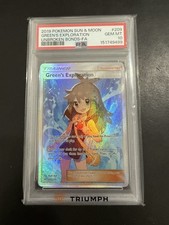 2019 POKEMON SUN & MOON UNBROKEN BONDS #209 FULL ART/GREEN'S EXPLORATION PSA 10 picture