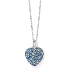 Brighton Sweet Love Heart Crystal Necklace NWT $98 Sapphire Blue silver   JM7693 picture