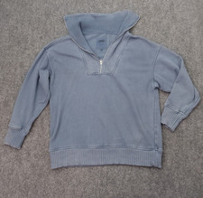 Aerie Pullover Sweatshirt Womens Small Blue 1/4 Zip Cozy Oversized Faded Look picture