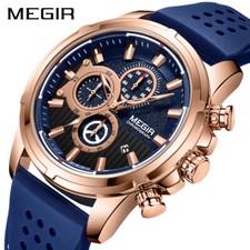 MEGIR Quartz Watches Men Silicone Strap Chronograph Wristwatch Man Relogios Masc picture