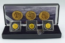 Indian Chiefs Set in Gold 3 X 1/1000 Oz 999 Gold Coins 12 Dollars Liberia picture