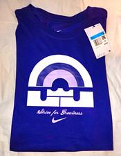 Nike Men's Purple Cotton Regular Fit Crew Neck Short Sleeve Graphic Logo Tee L picture