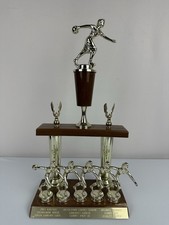 Vintage 1969-70 Ladies Bowling League Champion Trophy 18” Multi Figure picture