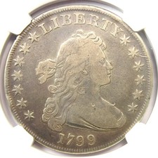1799 Draped Bust Silver Dollar $1 Coin - Certified NGC Fine Detail - Rare Coin picture