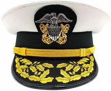 US NAVY COMMANDER ADMIRAL RANK WHITE HAT CAP R N COMMANDERS picture
