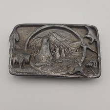 VTG 1983 Siskiyou Buckle Co. American Indian Tribute Pewter Belt Buckle BROKEN picture