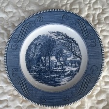 Royal China Royal-Ironstone Currier & Ives Blue & White Ironstone Plate picture