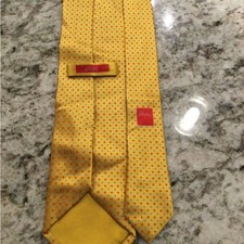 Brioni Yellow Silk Tie with Red and Blue Microdots picture