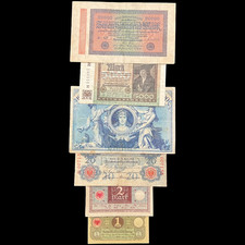 1908-1923 German 6 Banknote Set World War One Currency Fascism Hyperinflation picture