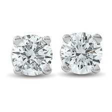 1.25CT TW Round Cut Lab Grown Diamond Studs Screw Back 14K White Gold picture