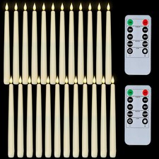 24 Pcs Flameless Taper Candles with Remote Timer Dimmer,11 inches Ivory Candlest picture