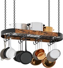 31.7-Inch Hanging Pot Rack, Space-Saving Pot Hanger for Kitchen, Ceiling Pan Han picture