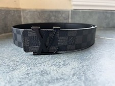 Authentic Louis Vuitton Damier Graphite LV Initials Buckle Belt Size 90 / 36 picture