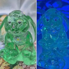 RARE Fenton Lop Eared Bunny - Willow Green Rabbit Hand-painted Caplinger GLOWS picture