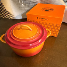 Le Creuset 90th Anniversary Cocotte 20 oz Vintage Flame Lid 2015 new condition picture