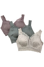 Rhonda Shear 3-pack Pin-Up Bra w/ Removable Pads Grays picture
