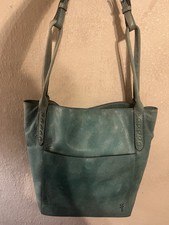 Frye Reed Shoulder Tote Bag Distressed Leather Teal picture