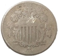 1866 Shield Nickel w/Rays Very Good Five Cent US Coin Free Post Tracking  picture
