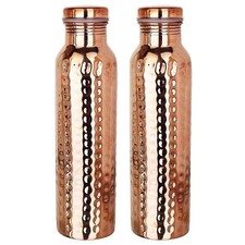 2 X Pure Copper Water Bottle For Ayurveda Health Benefits Leak Proof 100% picture