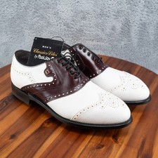 NEW Vintage FootJoy Classics Lites Men's 10D White/Burgundy Calfskin Spiked Golf picture