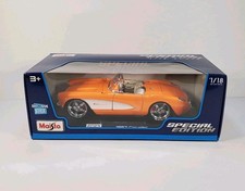 Maisto 1957 Corvette Special Edition Orange White Die-Cast Convertible Car 1/18 picture