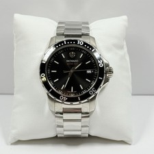 New Movado Series 800 Black Dial Silver Tone Stainless Steel Men’s Watch 2600135 picture