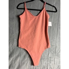 American Eagle Outfitters Womens Coral Pink Double Strap V-Neck Bodysuit NWT picture