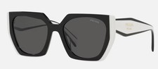 Prada PR 15WS Oversize Square Sunglasses Women Black White Frame UV400 Authentic picture