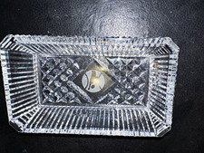 Waterford Clear Cut Glass Candy Dish with Etched Tennis Emblem Pattern picture