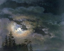 1800s Cloudy Midnight Landscape Painting Giclee Print on Fine Art Paper picture