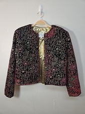 Rothschild Night For Lilli Ann Life Velvet Metallic Jacket Blazer Sz M picture