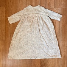 Vintage Antique Dress Red Bow Dot Print Cream Long Sleeve Buttons c. 1900s picture
