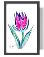 Guajardo Art: Tulip 9X6 Paper Neon Expressionism picture