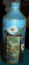 HAND PAINTED Antique MASTER INK BOTTLE Stoneware J BOURNE/P&J ARNOLD 1Qt 1880's picture