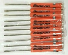 (10)TEN Snap On Pocket Screwdriver, Flat Tip Screwdrivers, Magnetic ORANGE *NEW* picture