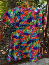Vintage Handmade 60s Multi-Colored Psychedelic Micro Mini Dress picture