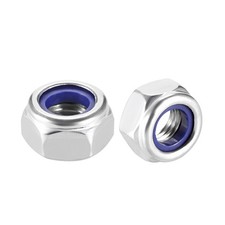 4pcs M10 x 1.5mm Hex Lock Nuts Stainless Steel Nylon Insert Self-Lock Silver picture