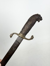 Antique 18-19th Century German European Lions Head Gem Eye Hunters Short Sword picture