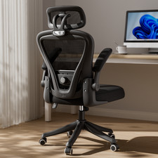 Black Computer Desk Chair Ergonomic Office Chair  with Wheels Flip-Up Armrests picture