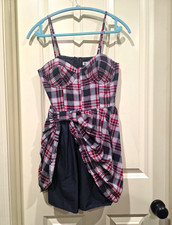 Hot Topic Threads 100% Cotton plaid Bustier mini dress  2000's emo/scene picture