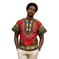 African Dashiki Hippie Boho Traditional Tribal Shirt Unisex 100% Cotton Pullover picture