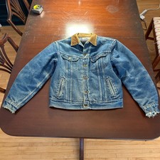 Vtg 70s 80s Lee Storm Rider Blanket Denim Jacket Size 42L Corduroy Back Graphic picture