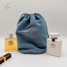Blue Denim Drawstring Bucket Bag Cosmetic Travel Pouch NEW picture