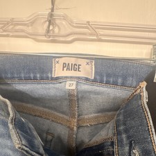 PAIGE Cindy Blue Denim Jeans Women's Regular Cotton Stretch Frayed Hem 5-Pocket picture