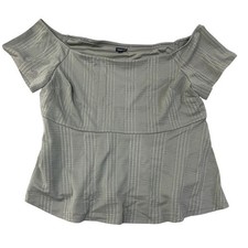 NWT Torrid Women's 4X  Grey Moon Mist Off Shoulder Peplum Top Plaid Polyester picture